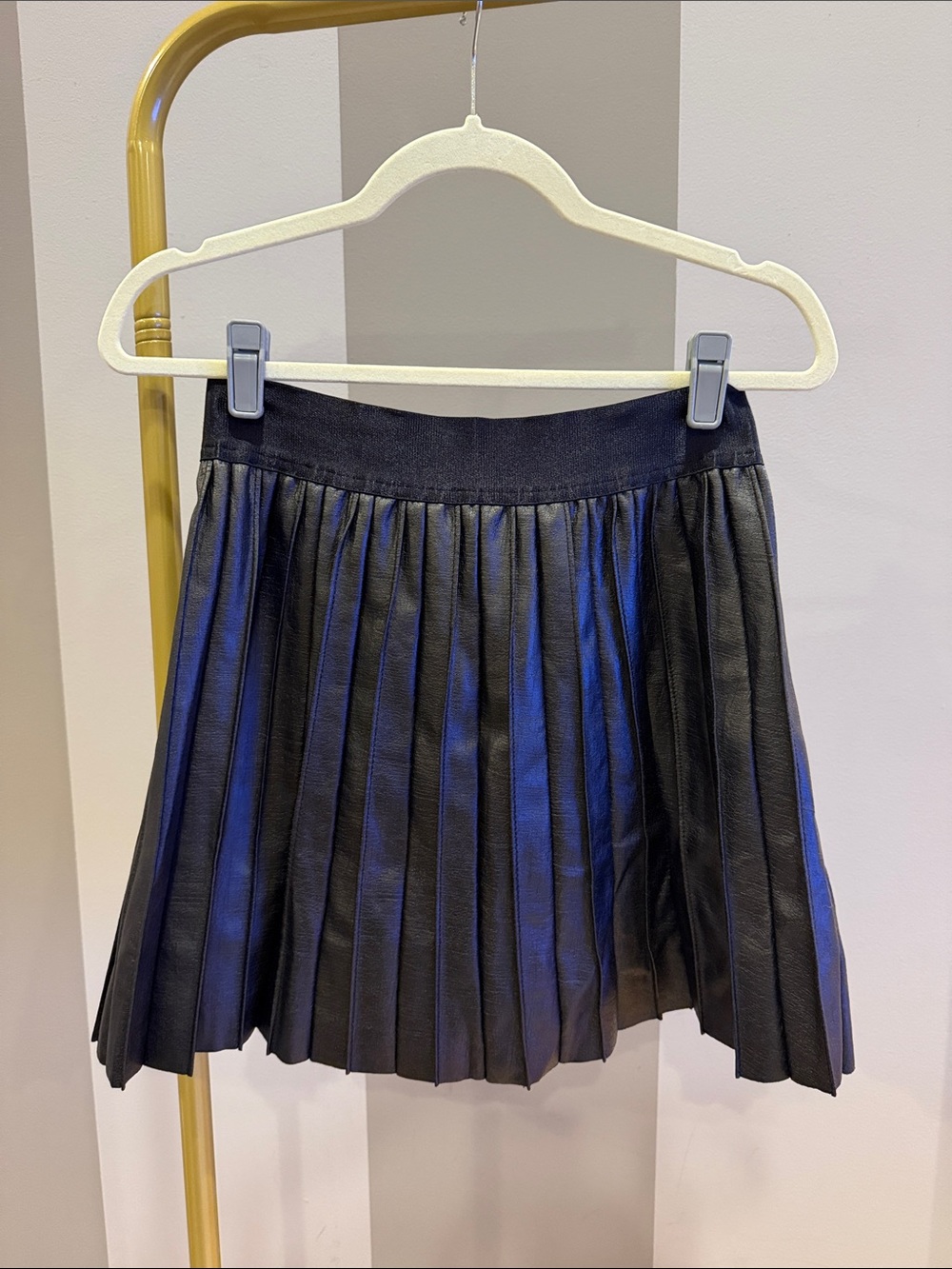 hinge Black Pleated Mini Skirt